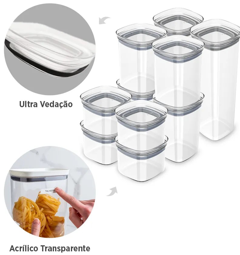 Kit Master com 10 potes de acrílico + 1 pote de brinde