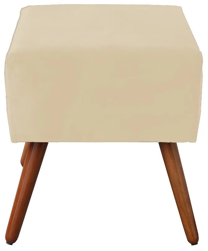 Puff Decorativo Quadrado Malu com Pés Palito Suede Bege