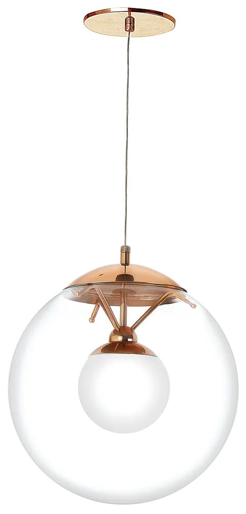 Pendente Esfera Ø30X32Cm Metal E Vidro 1 X G9 Globo Ø30Cm / Ø12Cm|Old... (PRETO, AMBAR)
