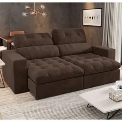 Sofá Retrátil e Reclinável 3 Lugares 200cm Viena A12 Suede Marrom - Mp