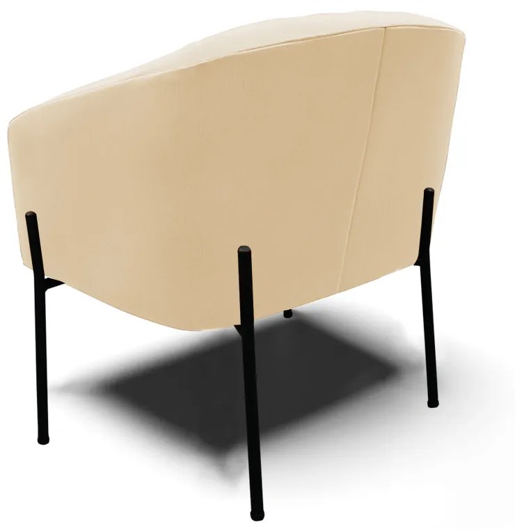 Poltrona Sala Decorativa Pé de Ferro Preto Stella Suede Bege D03 - D'Rossi