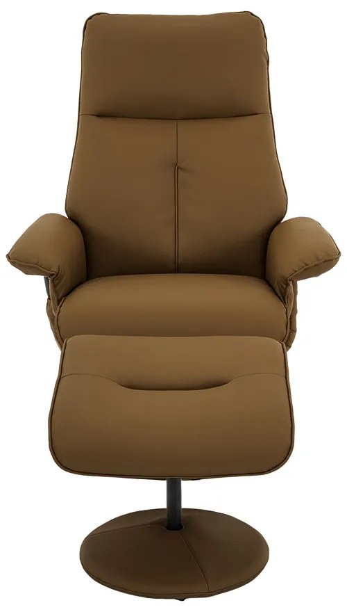 Kit 2 Poltronas do Papai Elétrica Reclinável Giratória com Apoio de Pés e Massagem Nebraska PU Caramelo G56 - Rivatti