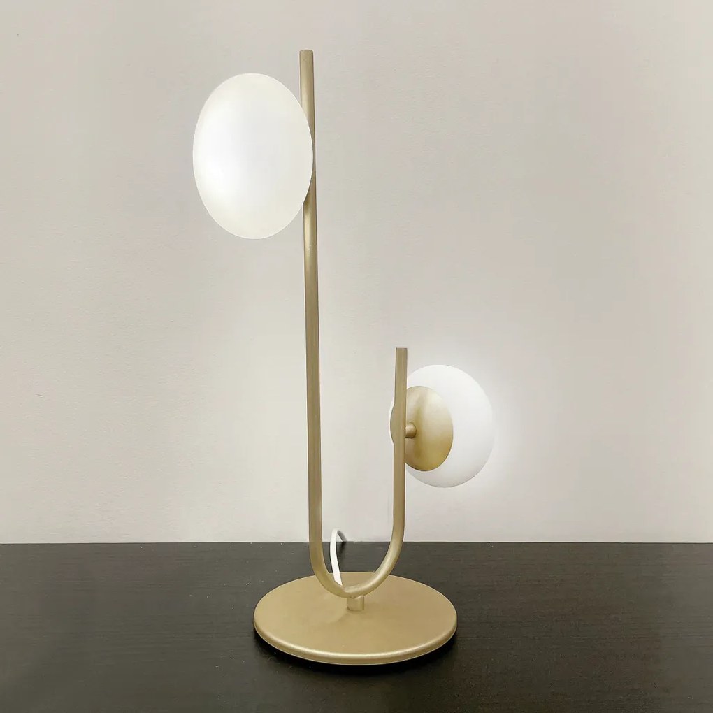 Abajur Ares 24,2X15,5X41,4 Led 10W - Usina 19758/2 Led (BT / DR-P - Branco Texturizado / Dourado Brilho Polído, 3000k, 110v)