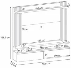 Painel para TV Suspenso 55 Pol. Ripado Khosmos H01 Off White/Cinamomo