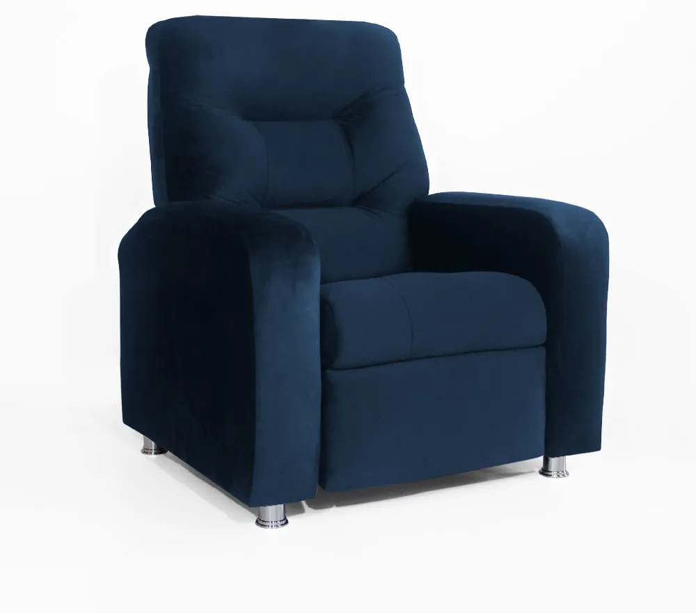 Poltrona Do Papai Reclinável Madri Suede Azul Marinho