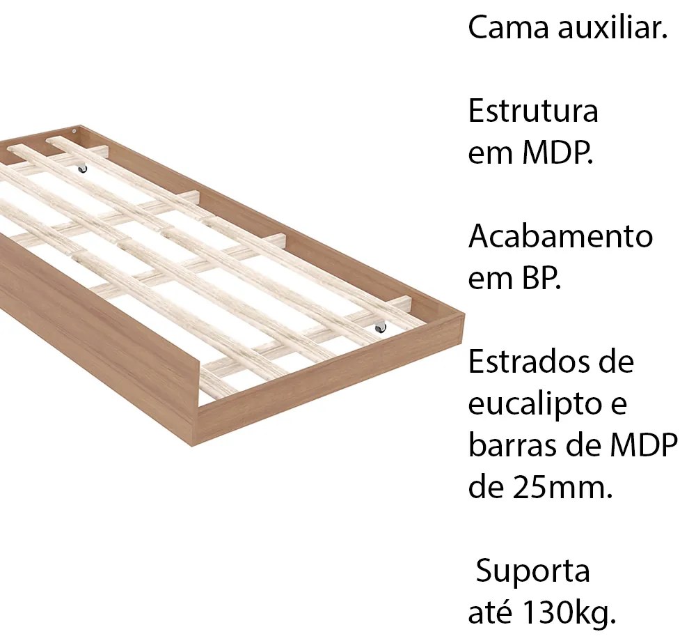 Cama auxiliar MDP CM8008 Amendoa G69 - Gran Belo