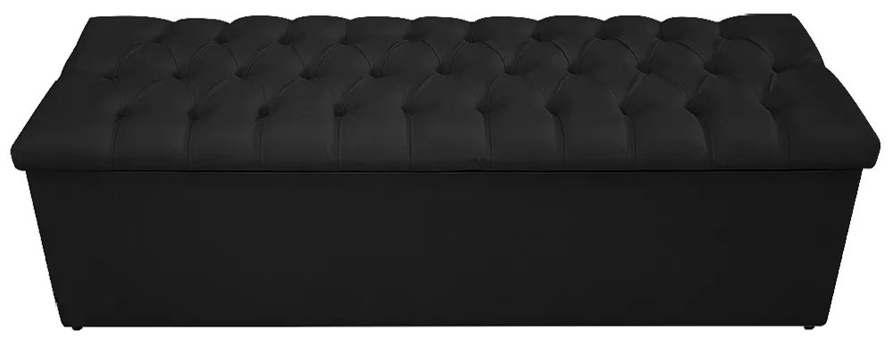 Recamier Baú Estofada Mel 195 cm King Size Com Capitonê Suede Preto - ADJ Decor
