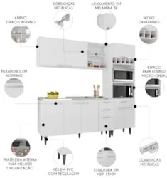 Armário de Cozinha CP02 Com Pia 150cm Pérola Z34 Branco - Mpozenat