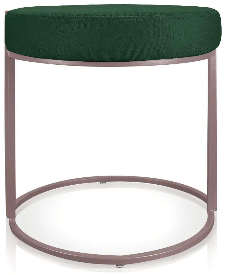 Puff Redondo Base Industrial Rosê Love Suede - Verde