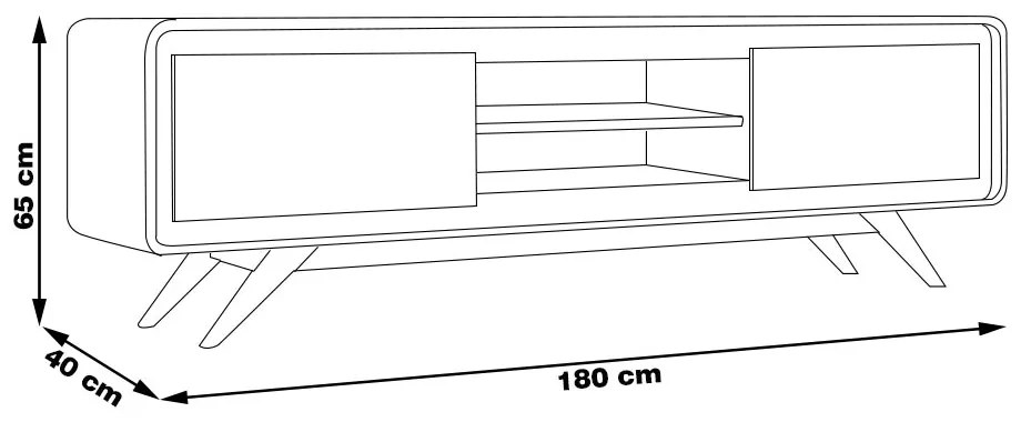Rack Decorativo 2 Portas Pés de Madeira Maverick Nature/OffWhite G21 - Gran Belo