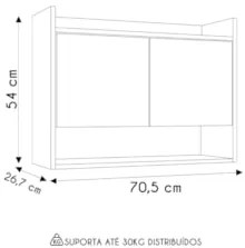 Armário de Cozinha Aéreo 71cm 2 Portas 1 Nicho Ceci Z34 Grafite/Freijó