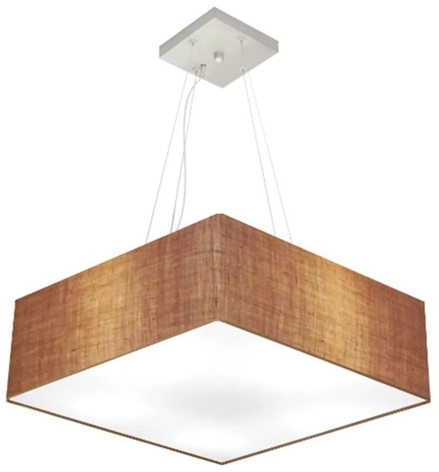 Lustre Pendente Quadrado Md-4198 Cúpula em Tecido 15/60x60cm Palha - Bivolt