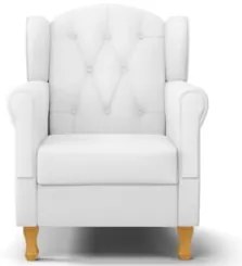Kit 02 Poltronas de Amamentação Pés Madeira Lucy Z39 Sintético Branco