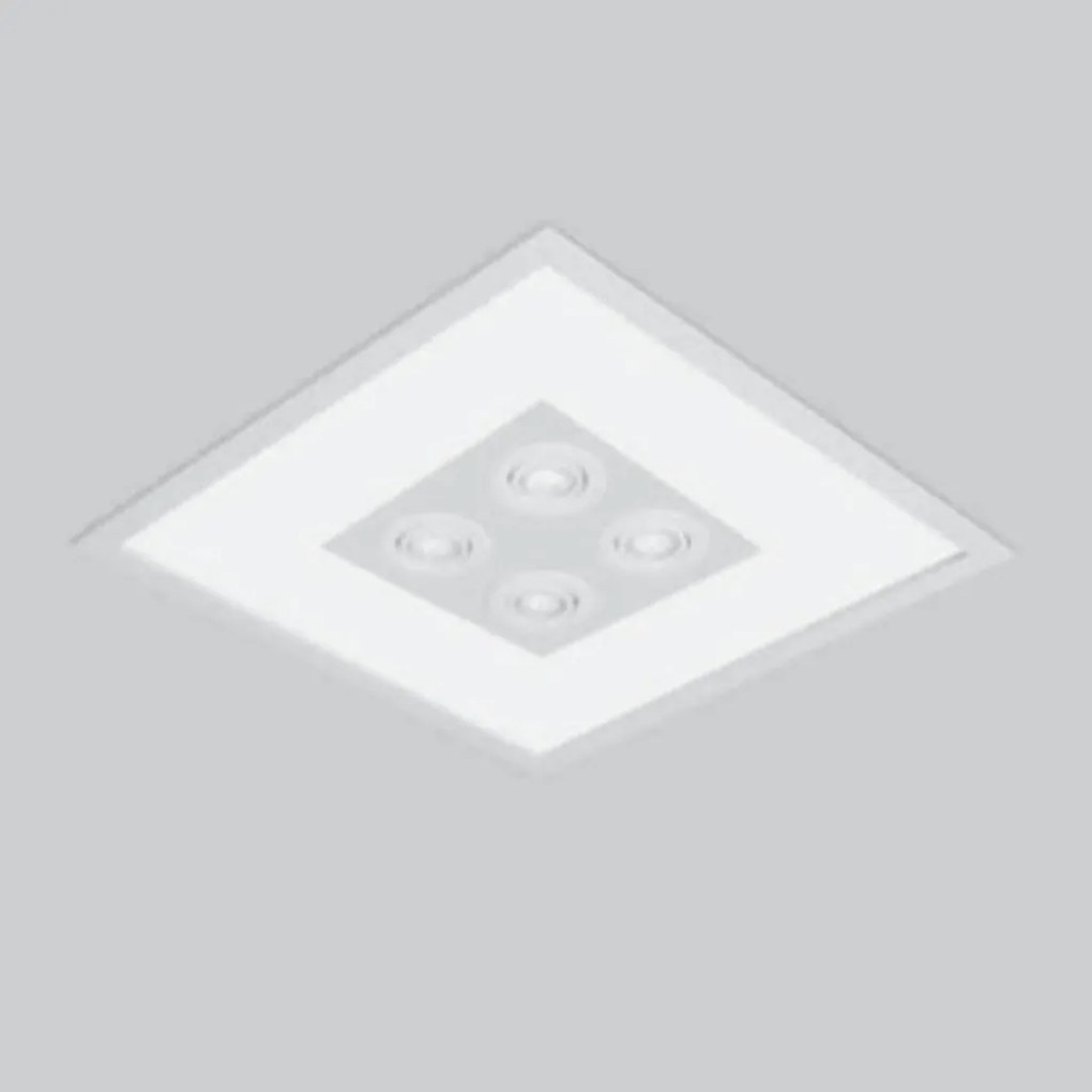 Luminária De Embutir Magnum Quadrado 50X50X10Cm 4L E27 + 04 Par20 | Us... (MR-T - Marrom Texturizado)