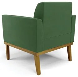 Sofá Namoradeira e 2 Poltronas Base Madeira Castanho Maressa Suede Ver