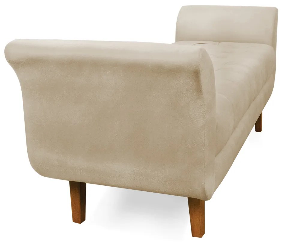 Recamier Olinda Suede Bege 160 cm Pés Chanfrado Castanhos - D'Rossi