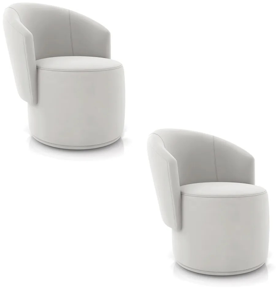Poltrona Decorativa Orgânica Fixa para Sala Kit 2 Malu Veludo Cinza M11 - D'Rossi