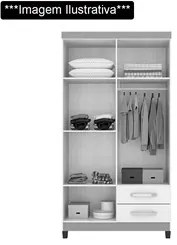 Guarda Roupa Solteiro 4 Portas Modena I03 Flex Branco/Azul/Rosa - Mpoz