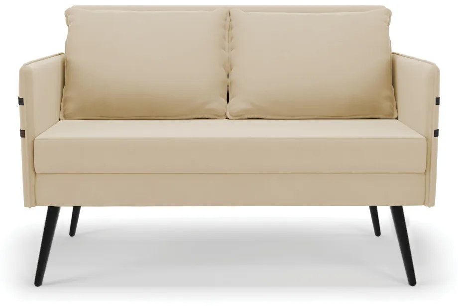 Namoradeira 02 Lugares Mari Suede Pés Palito de Ferro D03 - D'Rossi - Bege