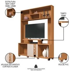 Estante Para TV 47 Pol. 136cm Milys H01 Off White/Cinamomo - Mpozenato