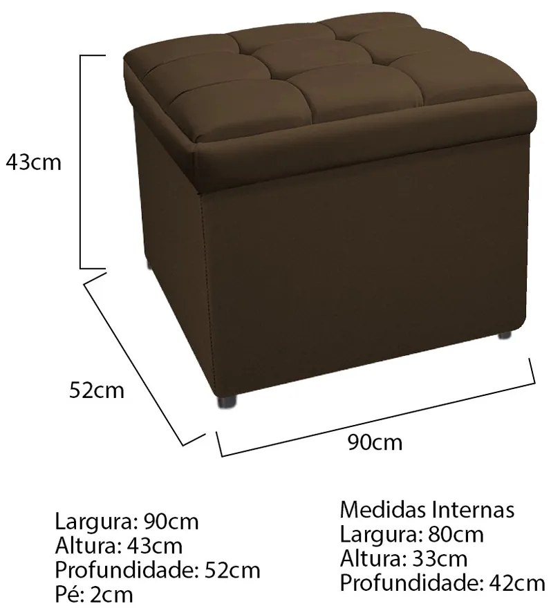 Calçadeira Copenhague 90 cm Solteiro Suede Marrom - ADJ Decor