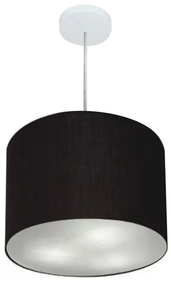 Lustre Pendente Cilíndrico Md-4216 Cúpula em Tecido 40x30cm Preto - Bivolt