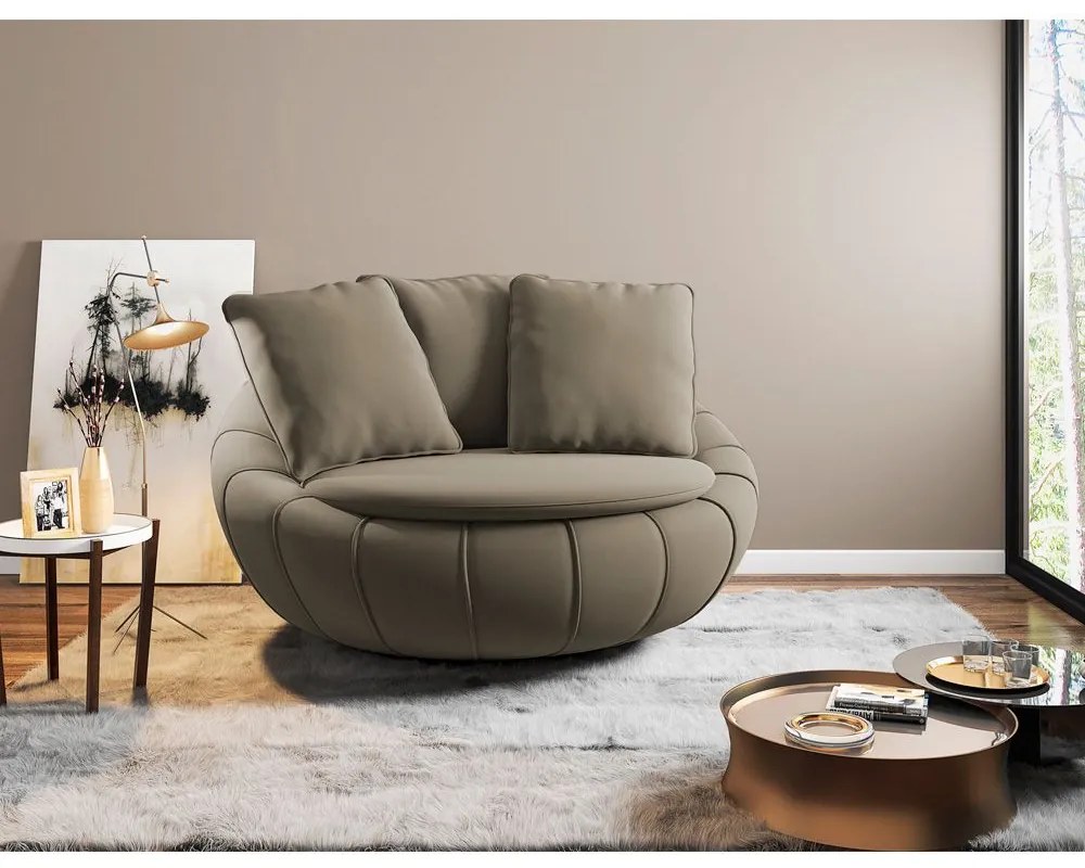 Kit 2 Poltronas Decorativas Giratória Sala de Estar Afrodite Veludo Marrom Claro G45 - Gran Belo