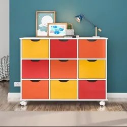 Nicho Organizador com Rodízios Toys 9 Gavetas Q01 Branco/Colorido - Mp
