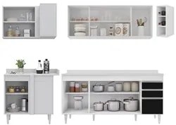 Armário de Cozinha Modulado de Canto Direito 5 Peças CP44 Balcão com T