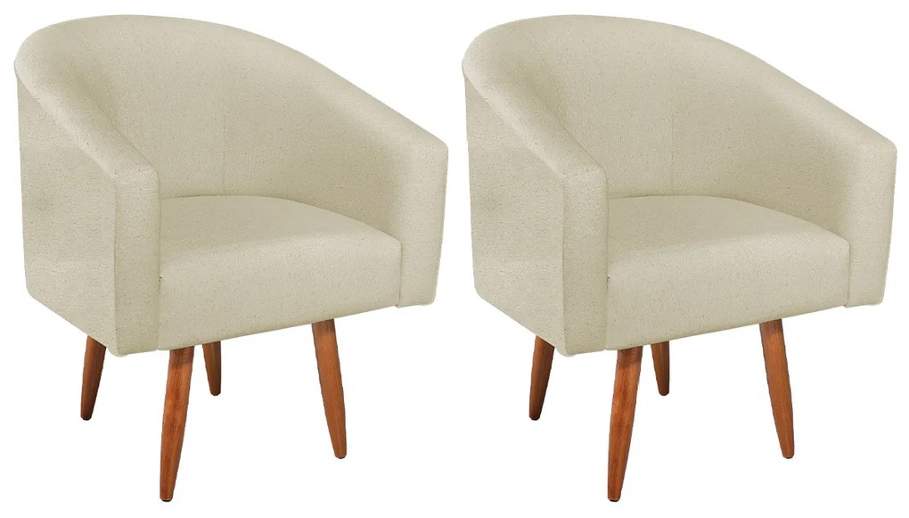 Kit 02 Poltronas Decorativas Sala de Estar Recepção Luiza Pés Palito Suede - ADJ Decor