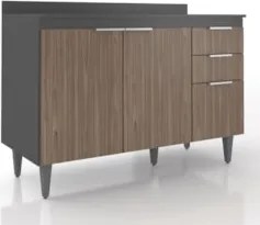Balcão de Cozinha Com Tampo 120cm Pérola Grafite/Freijó Z34 - Mpozenat