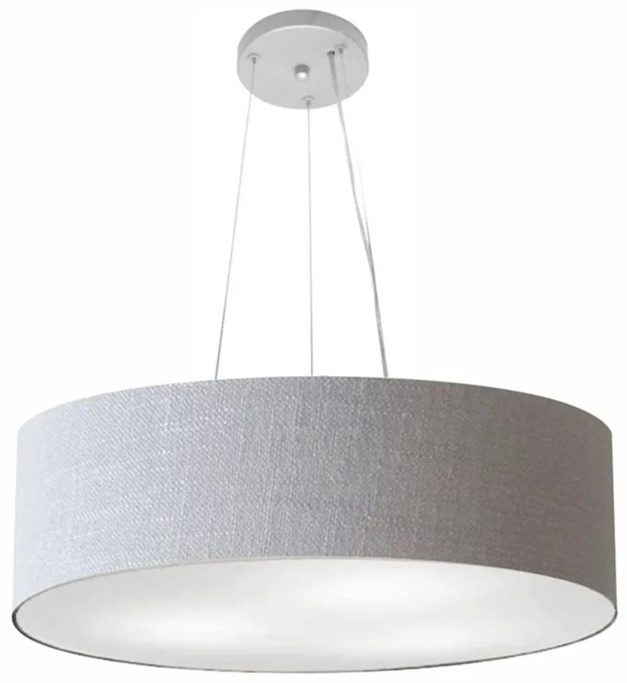 Lustre Pendente Cilíndrico Md-4029 Cúpula em Tecido 60x15cm Rustico Cinza - Bivolt