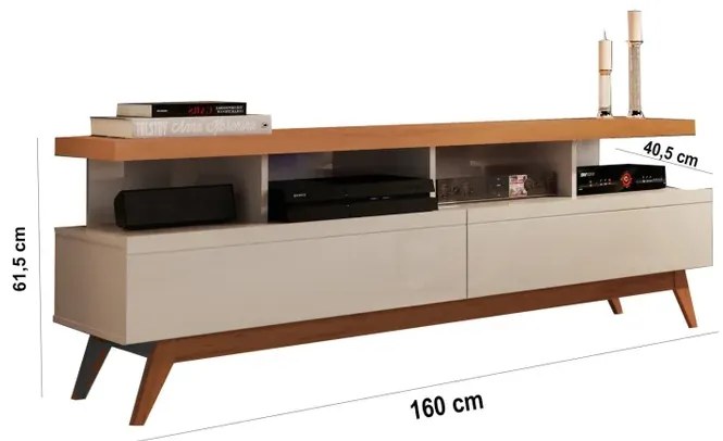 Rack Vivare 1.6 Wood Off White/Nature - Giga Móveis