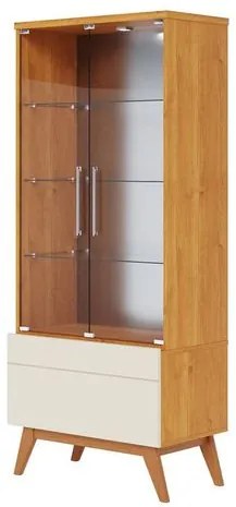 Cristaleira Forma Madeira Nature Off White Porta Vidro 166cm - 73404 Sun House