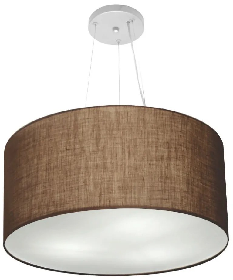 Lustre Pendente Cilíndrico Md-4192 Cúpula em Tecido 55x30cm Café - Bivolt