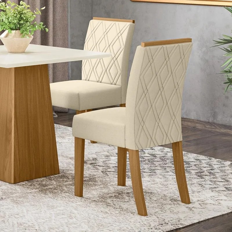 Kit Conjunto 2 Cadeiras Vita Sala de Jantar Nature Linho