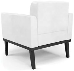 Sofá Namoradeira e 2 Poltronas Base Madeira Preto Ana Sintético PU Bra