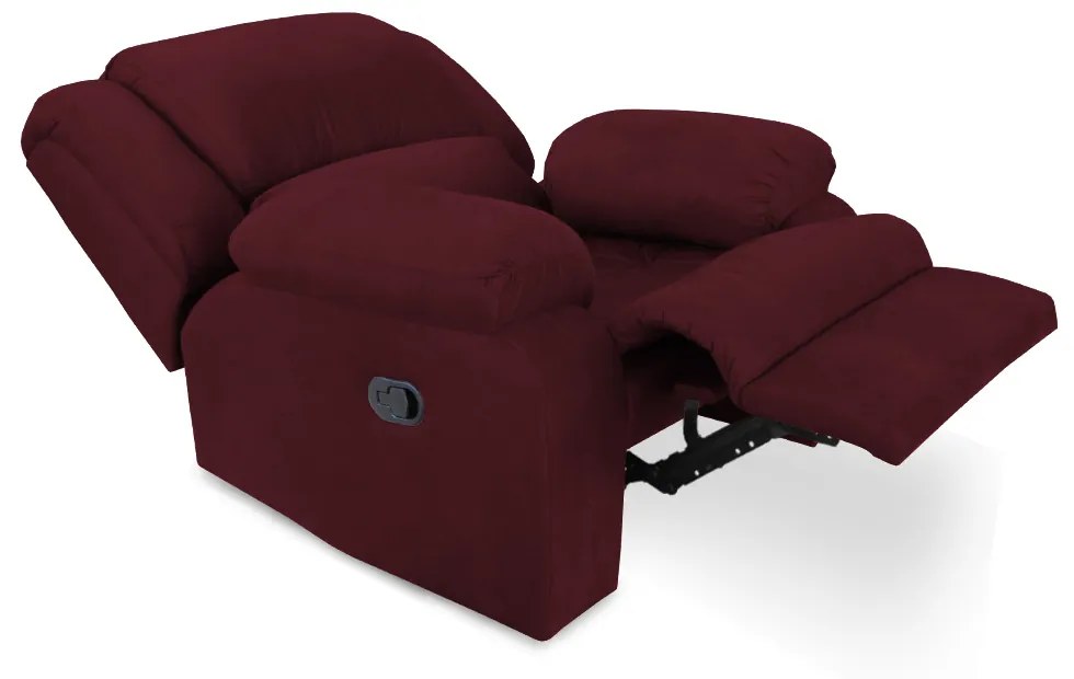 Poltrona Decorativa Magnum Reclinável Manual Suede Bordô