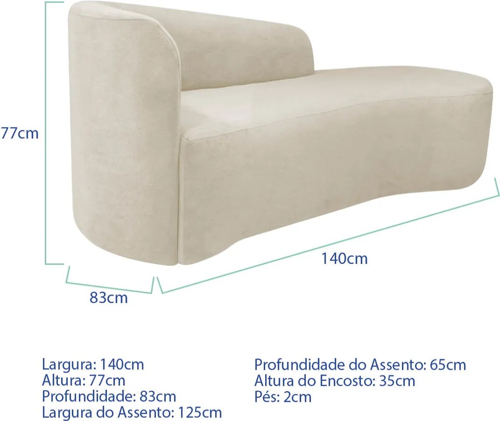 Kit Sofá Curvo França 140cm LD. e 2 Poltronas Luiza Max Conforto, Elegância e Design Moderno Bouclé