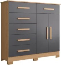 Cômoda Para Quarto 2 Portas 124cm Ester A02 Freijó/Titanium - Mpozenat