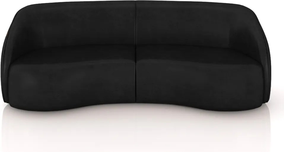 Sofá Decorativo Sala de Estar Bipartido 318cm Clarke PU Preto Manchado G45 - Gran Belo