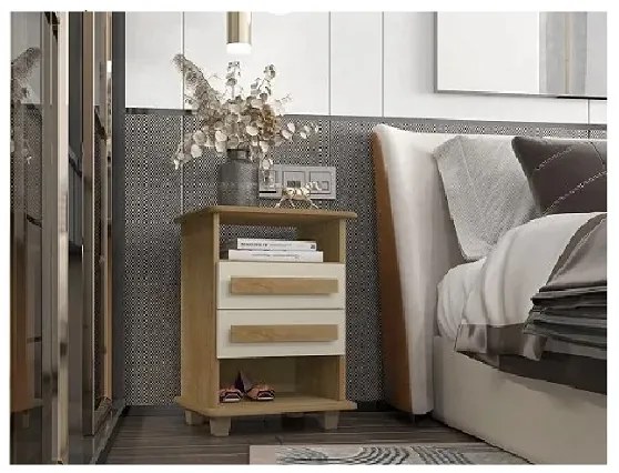 Mesa De Cabeceira 2 Gavetas Turim Cinamomo/Off White – RV Móveis
