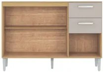 Balcão de Cozinha para Pia 120cm 3 Portas 2 Gavetas Livy Z46 Damasco/O