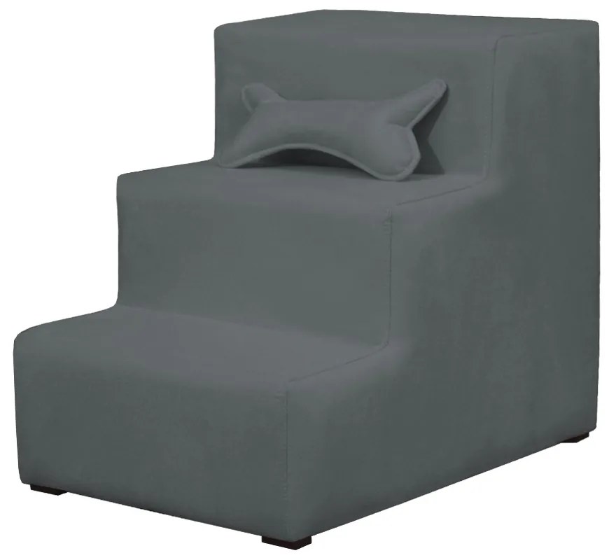 Escada Pet 3 Degraus Almofadada Suede Várias Cores - Cinza Grafite