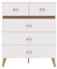 Cômoda Para Quarto 91cm 5 Gavetas Gaby Flex Branco/Camarim V02 - Mpoze