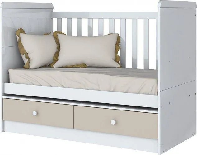 Berço Mini Cama Aquarela 2 Gavetas - Branco/Cristal