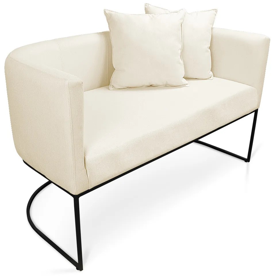 Kit 01 Namoradeira 02 Lugares e 01 Poltrona Paola Linho Base Metálica Preto D03 - D'Rossi - A19 Grosso Bege