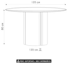 Mesa de Jantar Redonda 135cm 6 Lugares Flex Zuni Ypê/Preto N02 - Mpoze