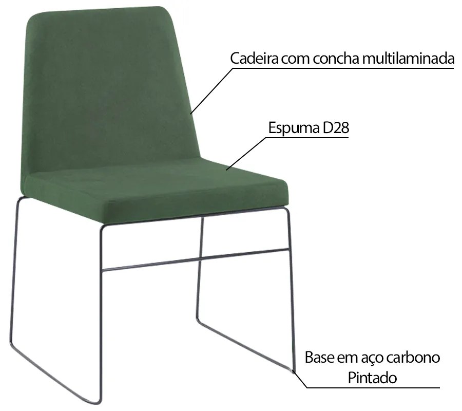 Kit 5 Cadeiras Decorativa Sala de Jantar Anne Linho Verde G17 - Gran Belo