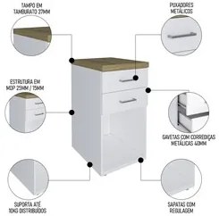 Conjunto Escritório Home Office 4 Peças Sharp A06 Olmo/Branco - Mpozen